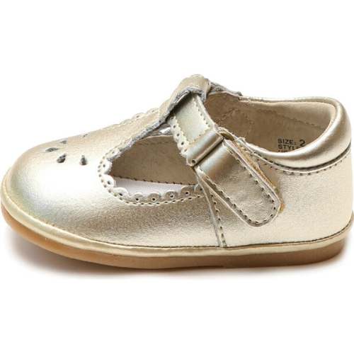 Baby Dottie Scalloped T-Strap Metallic Mary Jane, Gold - Angel Shoes | Maisonette