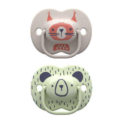 Tommee Tippee Moda Pacifiers, 6-18 months, Symmetrical Design, BPA-Free Silicone Baglet, Includes Steriliser Box, Pack of 2