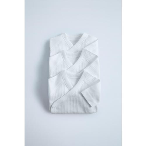 THREE-PACK OF SHORT SLEEVE SURPLICE BODYSUITS - White | ZARA United States