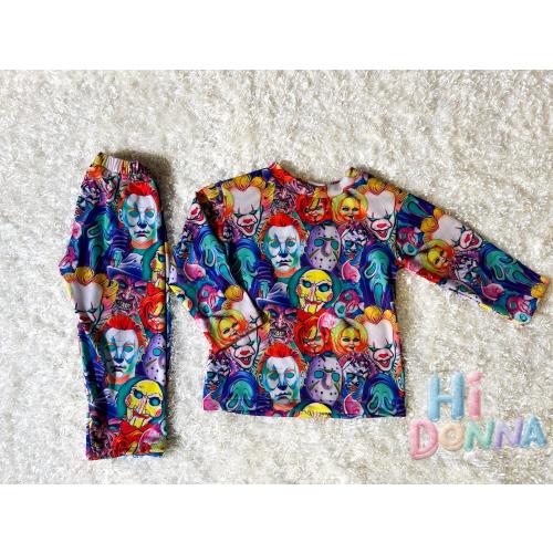 Horror Movie Kids Outfit – Spooky Character Shirt & Pants Set, Halloween Pajamas, Creepy Cute Toddler Clothes, Scary Movie Fans Gift