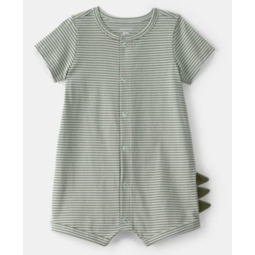 Baby Boys' Stripes and Dinosaur Scales Snap-Up Romper