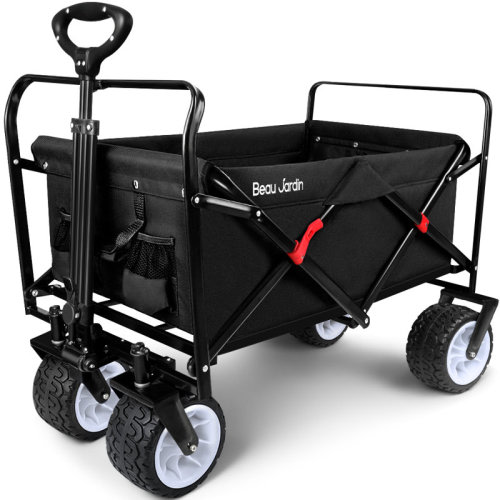 BEAU JARDIN Folding Beach Wagon Cart with Big Wheels, 330 Pound Fordable Capacity Utility Camping Outdoor & Reviews | Wayfair