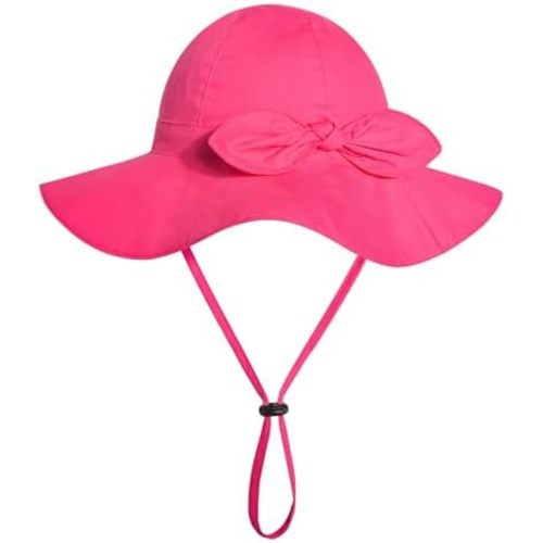 Baby Girl Sun Hat with UPF 50+ Outdoor Adjustable Beach Hat with Wide Brim Bucket Hats