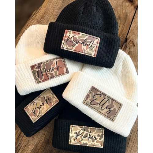 Personalized Infant & Toddler Ribbed Printed Name Beanie - CAMO