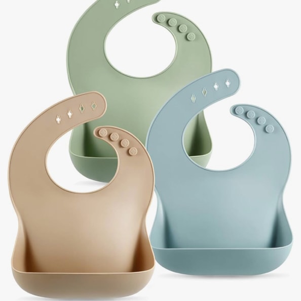 PandaEar Set of 3 Silicone Baby Bibs Waterproof, Soft, Unisex, 10-72 Months