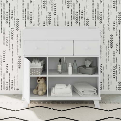 Storkcraft Modern Infant Nursery Changing Table Dresser, White