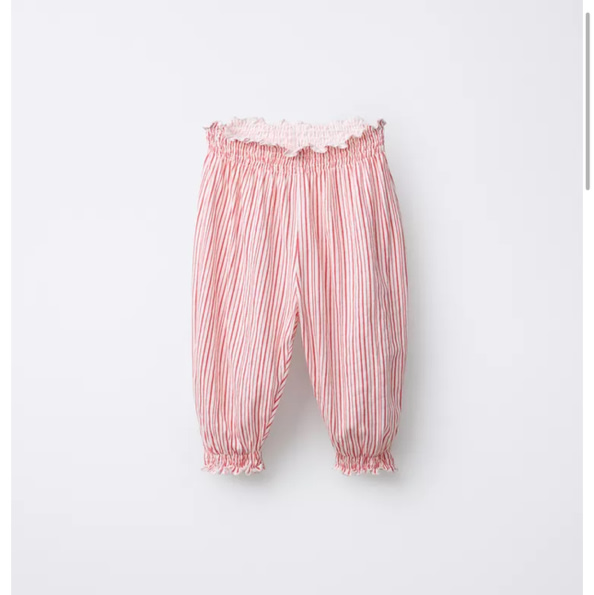 STRIPED JOGGING PANTS - Ecru / Red | ZARA