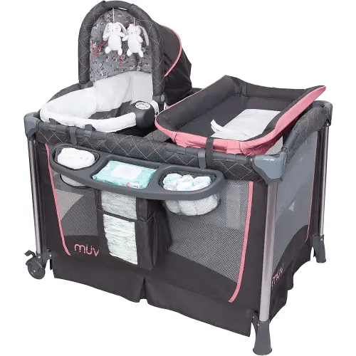 Baby Trend Playard & Bassinet Crib w/ Changing Table, Custom Grow Nursery Center, Jaclyn - Portable Play Yard and Playpen for Toddlers and Infants