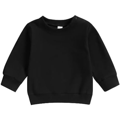 Toddler Baby Boy Girl Long Sleeve Crewneck Pullover Sweatshirt Sweater Outfits Solid Color Casual Clothes