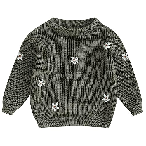 Mubineo Baby Girl Winter Clothes Cute Flower Sweater Crewneck Pullover Long Sleeve Knit Newborn Infant Sweaters