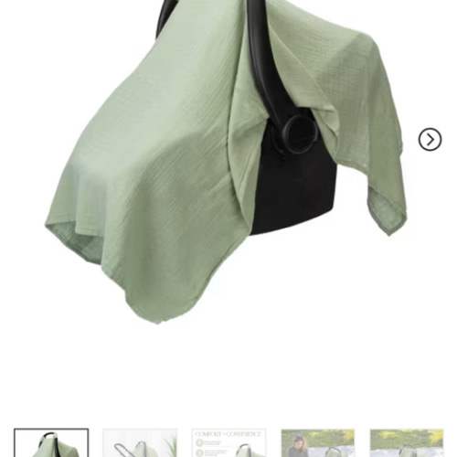 Muslin Cotton Baby Car Seat Cover, Universal Fit Carseat Canopy Covers for babies, Girls and Boys By Comfy Cubs, Color: Sage