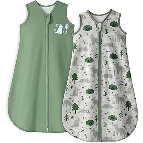 Yoofoss Baby Sleep Sack 0-6 Month TOG 1.0 Baby Wearable Blanket, 2 Pack 100% Cotton Infant Toddler Sleeping Sack 2-Way Zipper Lightweight Sleepsack