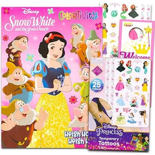 Disney Snow White Coloring Book Set for Girls - Bundle with Snow White Activity Book with Tattoos and More | Snow White Coloring Set for Kids, Toddlers