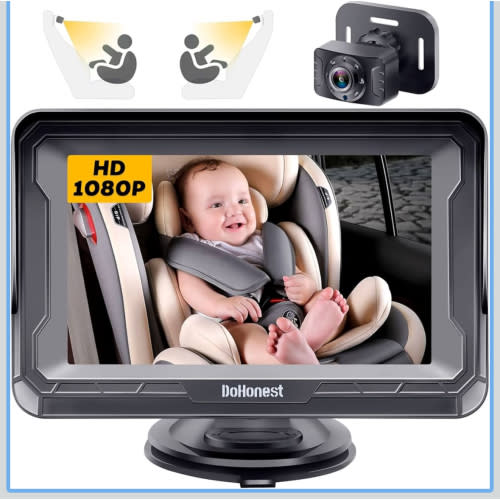 DoHonest Baby Car Camera HD 1080P - Rear-Facing Car Baby Monitor with Night Vision, Adjustable View Angle, Easy Setup, Anti-Glare Display, Safety for Kids & Infants