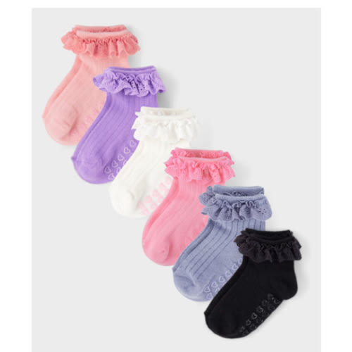 Toddler Girls Ruffle Eyelet Midi Socks 6-Pack - MULTI | The Children's Place