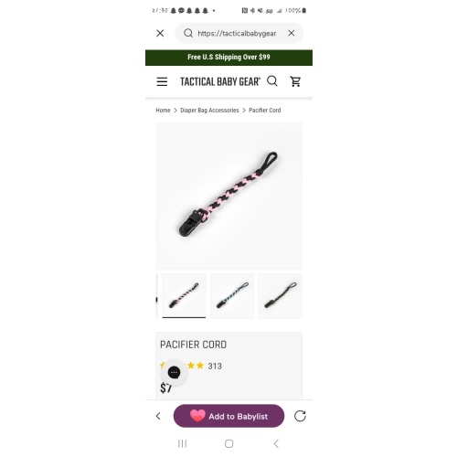Pacifier Cord Holder by Tactical Baby Gear