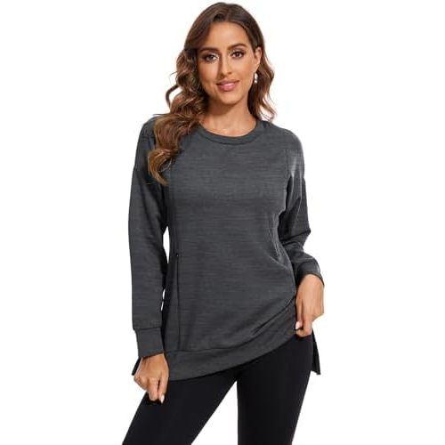 Smallshow Women's Nursing Tops Sweatshirt Long Sleeve Side Split Breastfeeding Shirt