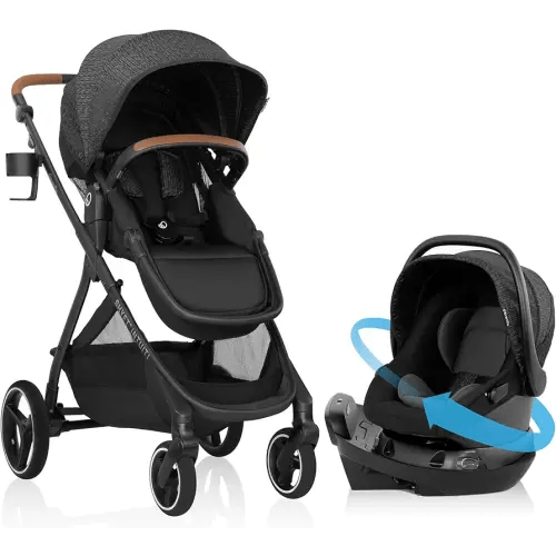 Evenflo Shyft Intuiti Travel System with Revolve180 LiteMax NXT Rotational Infant Car Seat - Black Shale