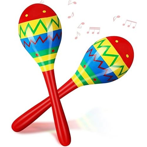 7.87 Inches Fiesta Wooden Maracas 2 Pcs Noisemaker for Mexican Fiesta Musical Maracas Party Favors Mexican Birthday Fiesta Christmas Cinco De Mayo Party Favors(Red)