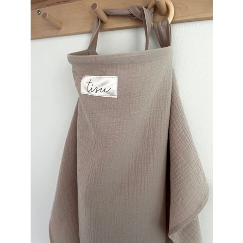 Nursing Cover for Baby Breastfeeding & Pumping | Multi Use Car Seat Stroller Cover | Breathable Soft Organic Muslin Cotton | Breast Feeding Apron & Shawl by TISU (Sand (Neutral)) - Sand (neutral)