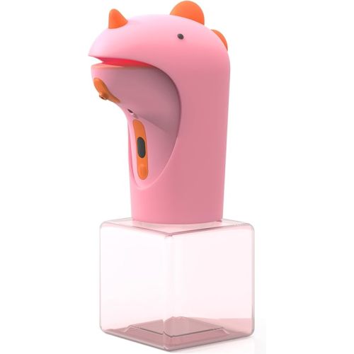 Automatic Foaming Soap Dispenser - IPX6 Waterproof Cute Dinosaur Foam Smart Hand Soap Dispenser for Bathroom(Pink)