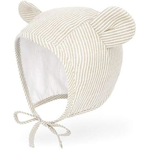 Baby Hat Bonnet Muslin Lined Bear Bunny Easter Hat Cotton Toddler Fashion Neutral Infant Beanie Cap, 6m 12m 3yr