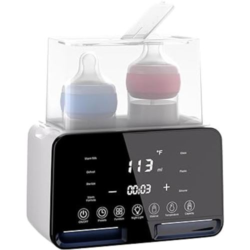 OVAS HOO Baby Bottle Warmer - 9-in-1 Baby Bottle Warmer with Timer, Fits 2 Bottles, Accurate Temperature Control, Baby Food Heating, Breast Feeding Essentials with Defrost, Sterili-zing