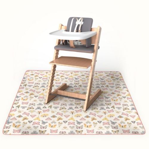 Tiny Twinkle Mess-Proof Splat Mats for Under High Chairs or Table Cover for Art Projects for Baby and Toddler (51" x 51", Flutter)
