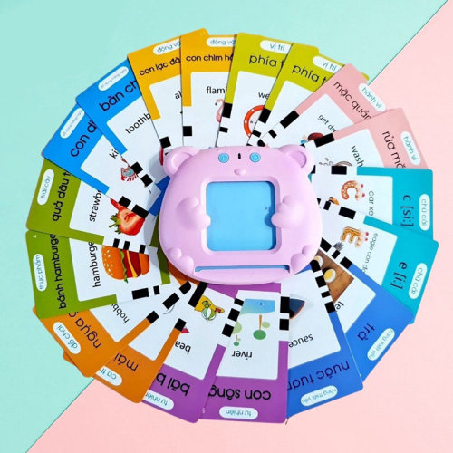 Pink Educational Flashcard Reader and Bilingual Vietnamese-English flashcards| Learn Vietnamese and English new words for baby