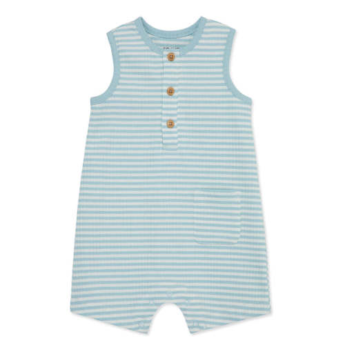 Focus Kids Blue Stripe Ribbed Romper (3M-12M) - Little Me