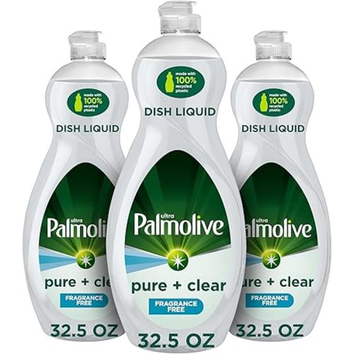 Palmolive Ultra Dishwashing Liquid Dish Soap, Pure + Clear Fragrance Free - 32.5 Fluid Ounce (Packaging may vary) (Pack of 3)