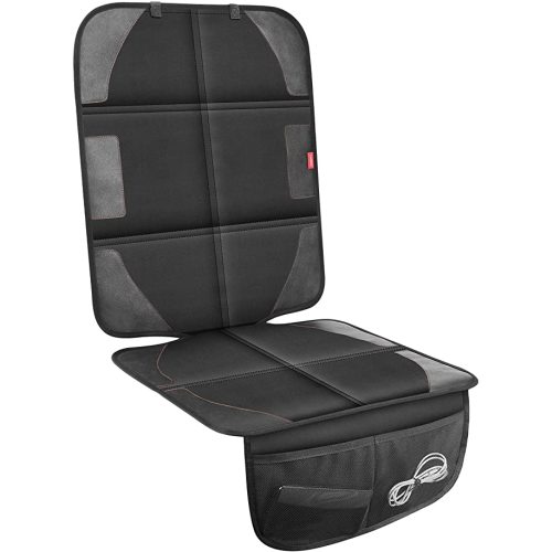 Car Seat Protector with Thickest Padding,Waterproof 600D with Storage Pockets,Non-Slip Pets Fabric Child Baby Cover Leather Reinforced Vehicle Seat 1 Pack (Black)