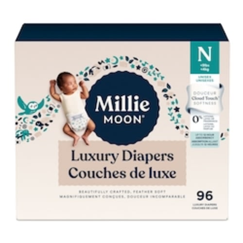 Millie Moon Millie Moon Luxury Diapers, Size Newborn, 96 Count | Shoppers Drug Mart