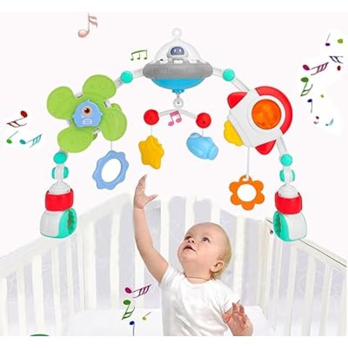 Pau1Hami1ton Baby Stroller Arch Toys, Car Seat Toys,Bouncer Toy Bar/Mobile for Bassinet,Adjustable Baby Hanging Toys Fit for Crib Bed,Stroller,Car Seat,Baby Gifts.S-19(Spacecraft)