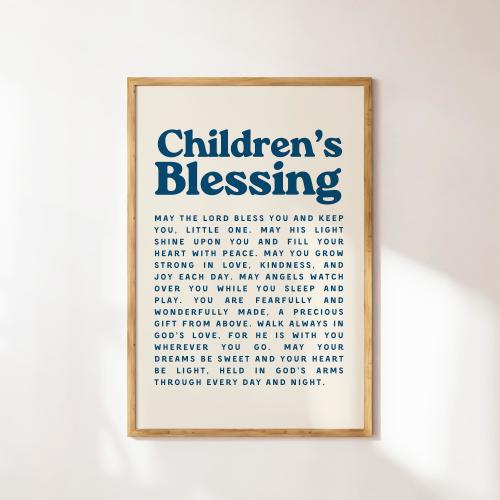 Children’s Blessing Print, Christian Nursery Wall Art, Bible Quote for Kids, Faith-Based Printable Poster, Baby Room Decor Gift