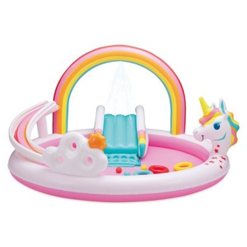 Bluescape Rainbow Unicorn Play Center & Splash Pool with Toys, Slide & Sprinkler, Age 2 & Up