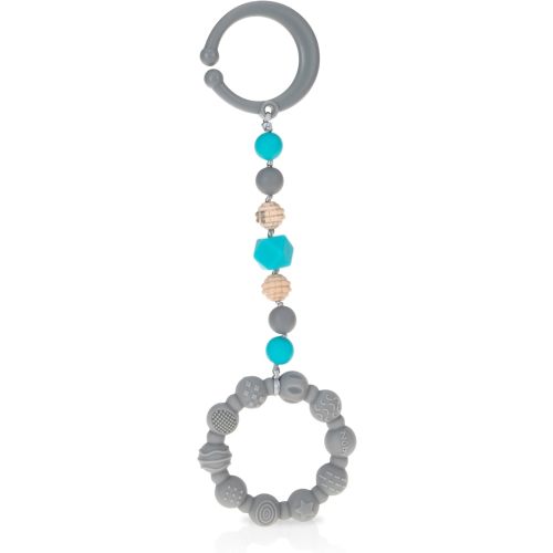 Nuby Soft Silicone Tagalong Teether Ring (Grey)