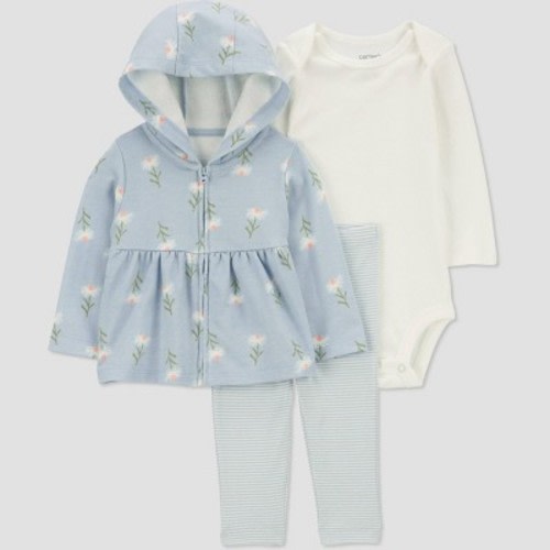 Carter's Just One You® Baby Girls' Floral Top & Bottom Set - Blue/White, Size: 3M