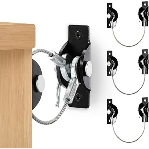 Furniture Anchors Anti-Tip Kit (4 Pack)- Furniture Straps for Baby Proofing, Secure 400 lbs Cabinet Prevent Falling Prevention Strap, Wall Anchor Prevent Child Pet Safety, HOME MASTER HARDWARE