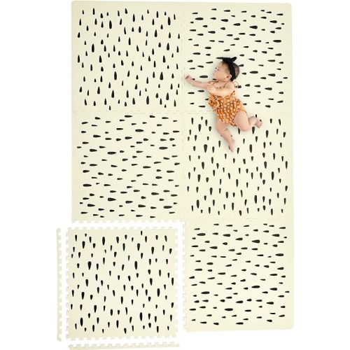 Yay Mats Stylish Extra Large Baby Play Mat. Soft, Thick, Non-Toxic Foam Covers 6 ft x 4 ft. Expandable Tiles with Edges Infants and Kids Playmat Tummy Time Mat (Spencer Animal)