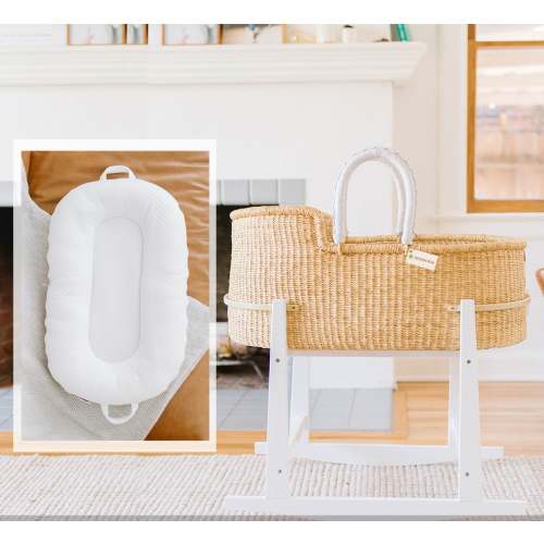 Signature Bilia Bassinet- Natural (White Leather) - Anniversary Sale Bundle