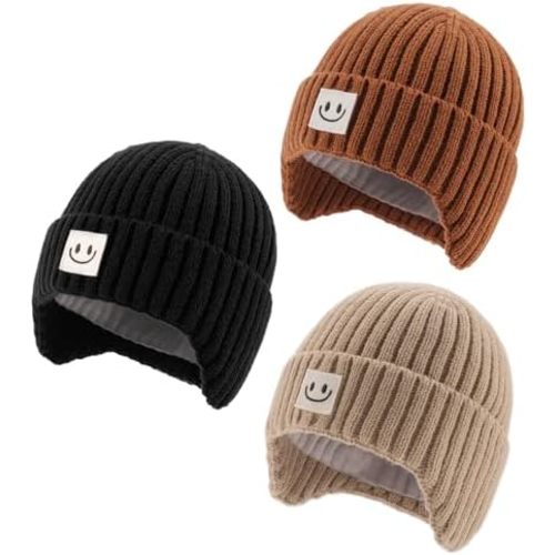 FURTALK Baby Beanie Winter Warm Hats Fleece Lined with Earflap Cute Knit Boys Girls Infant Toddler Kids Hat