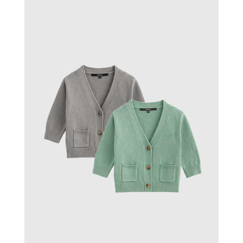 100% Organic Cotton Oversized V-Neck Cardigan 2-Pack - Baby