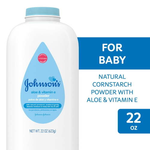 Johnson's Cornstarch Unisex Powder for Baby and Toddler with Aloe & Vitamin E, 22 oz