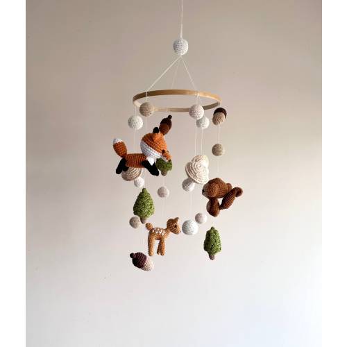 Woodland animals baby mobile, handmade forest animals nursery, jungle animals baby mobile, shower gift