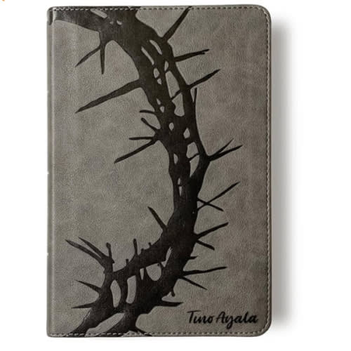 Personalized Large Print CSB Reference Bible, Crown of Thorns Design, Gray Personal Size, Option to Customize with Hand Lettered Name on Cover