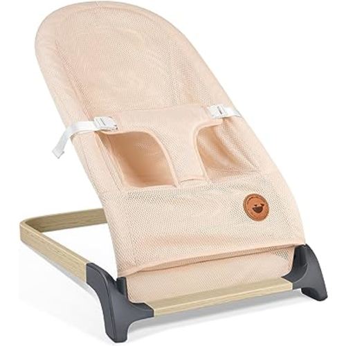 ANGELBLISS Baby Bouncer, Portable Bouncer Seat for Babies, Infants Bouncy Seat with Mesh Fabric, Natural Vibrations (Light Pink)
