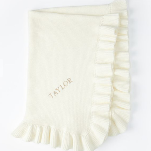 Ruffle Knit Cotton Baby Blanket