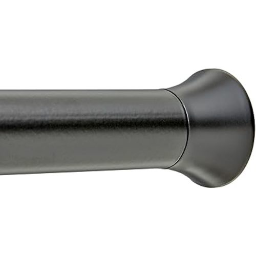 Amazon Basics Adjustable Sturdy Spring Tension Curtain Rod, No Drilling/No Holes, 36-54", Black, Classic Finial