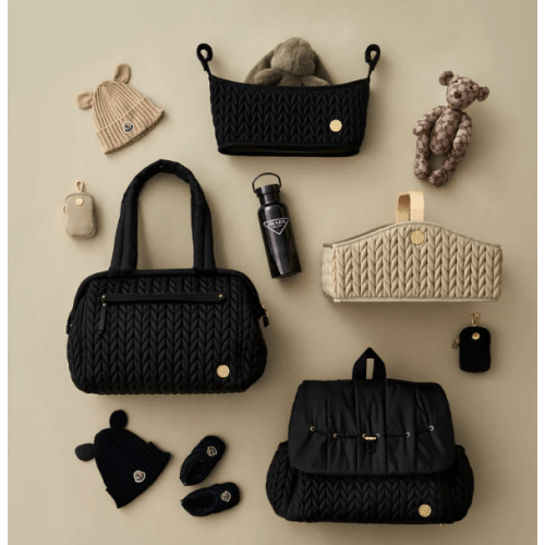 Levy Stylish Diaper Backpack - Black Herringbone